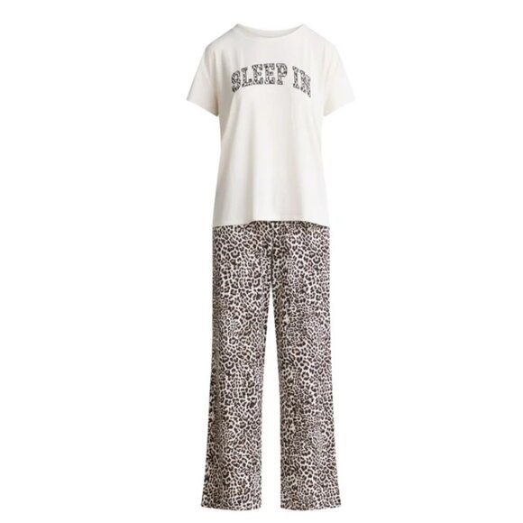 Joyspun Women's Short Sleeve Sleep Top and Open Leg Pants Pajama Set Size M - Picture 1 of 3